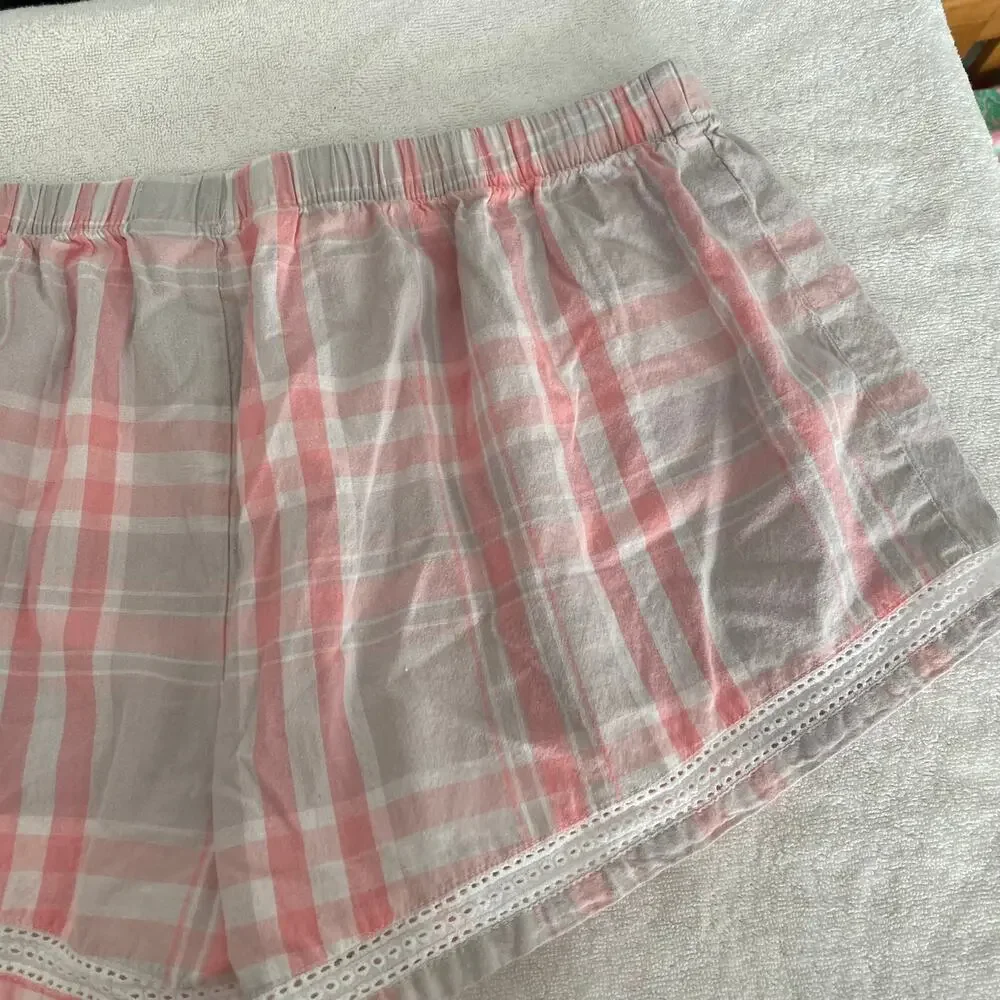 Love to Lounge Women's PJ Shorts size M Pink Gray Plaid - Picture 6 of 16